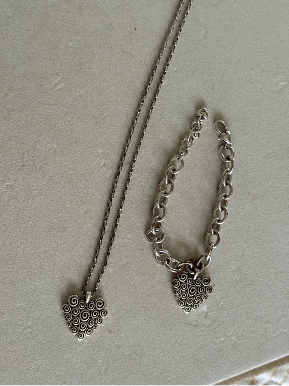 Brighton Silver-Tone Swirl Heart Necklace and Bracelet Set